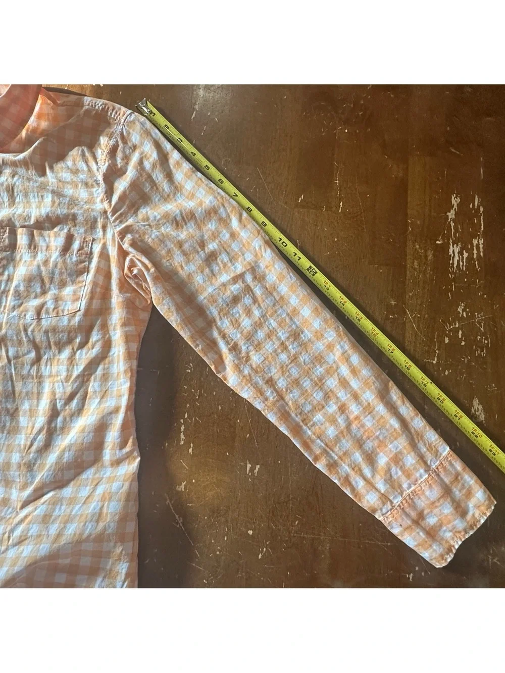 J. Crew Women’s Cotton Orange and White Gingham Button-Down Shirt